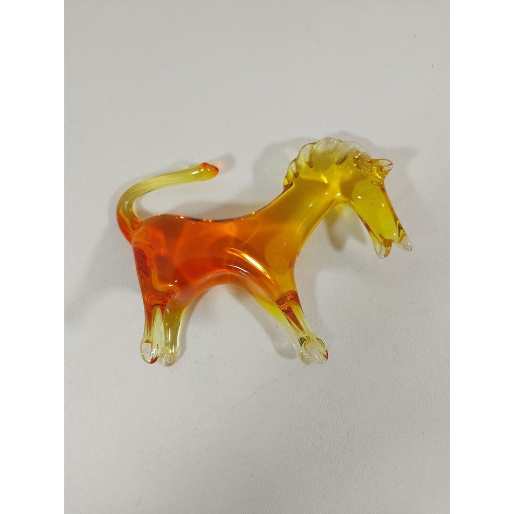 Vintage Viking Amber Glass Horse Honey Color Yellow Hand Blown 4in Tall